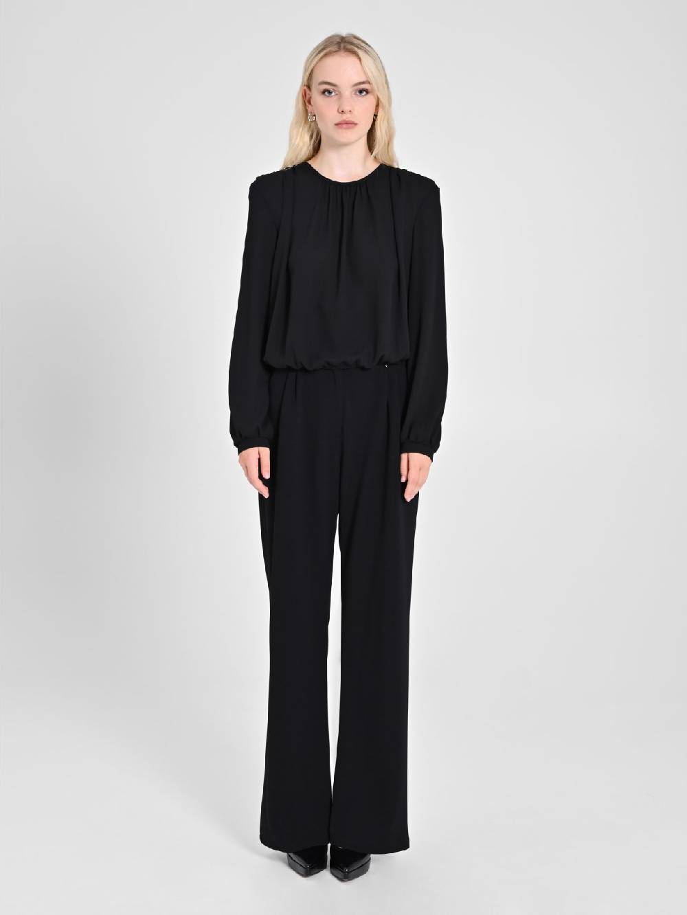 Rinascimento Blusa in Georgette Nera Esporta salva