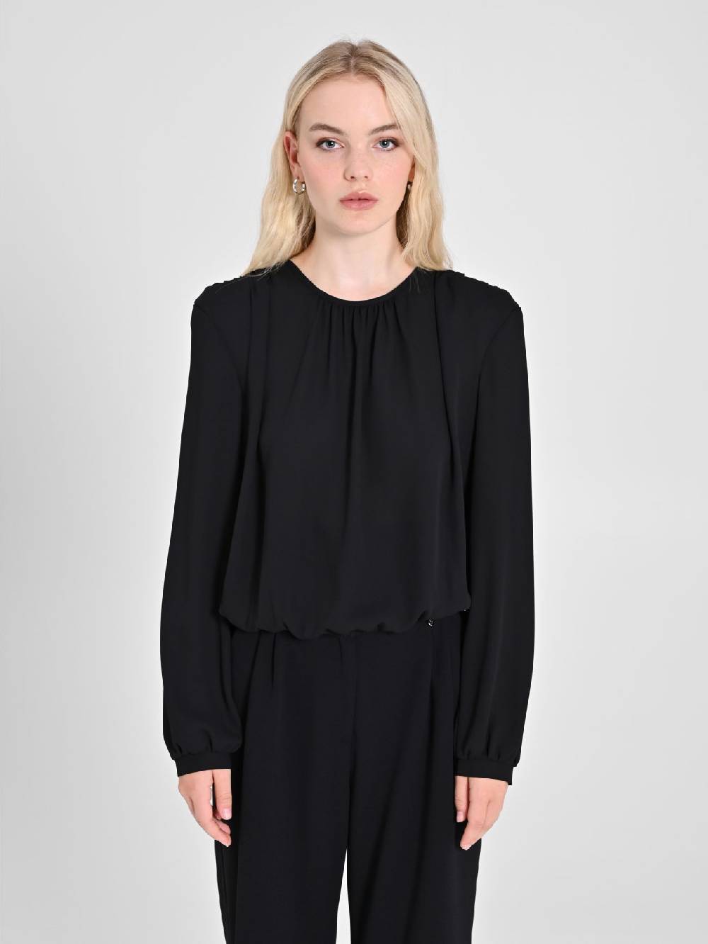 Rinascimento Blusa in Georgette Nera Esporta salva