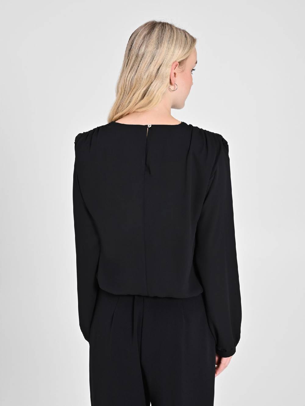 Rinascimento Blusa in Georgette Nera Esporta salva