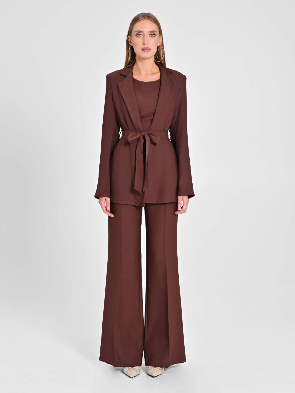 Rinascimento Giacca Vestaglia in Envers Satin Marrone In vendita
