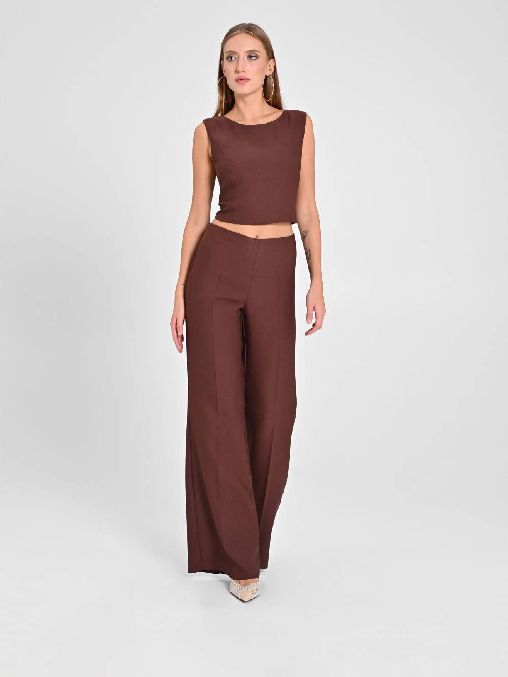 Rinascimento Pantaloni in Envers Satin Marrone Duty-free
