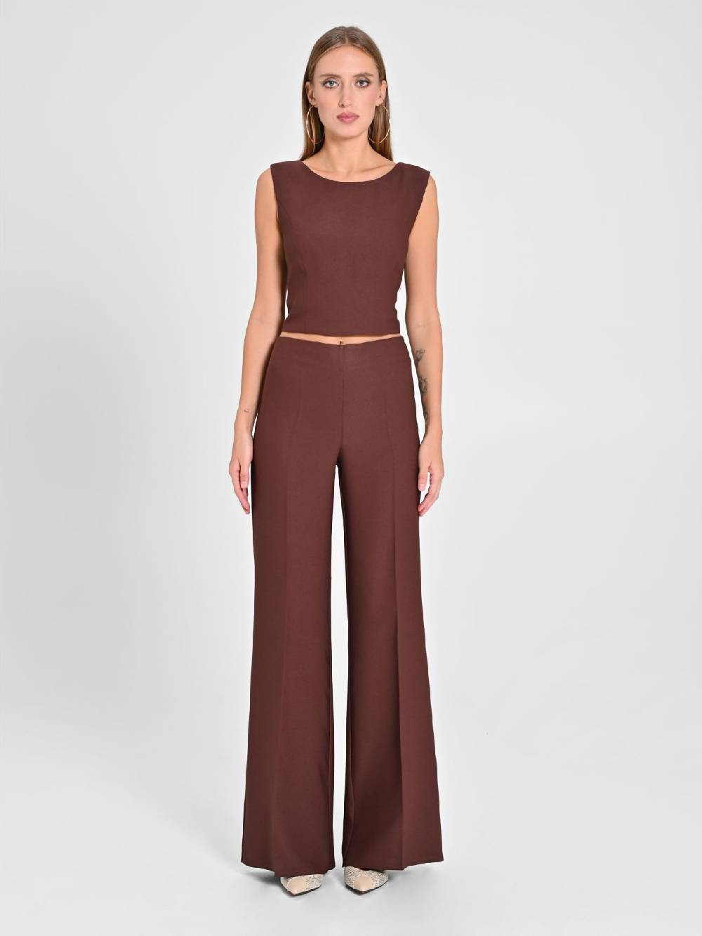 Rinascimento Pantaloni in Envers Satin Marrone Duty-free