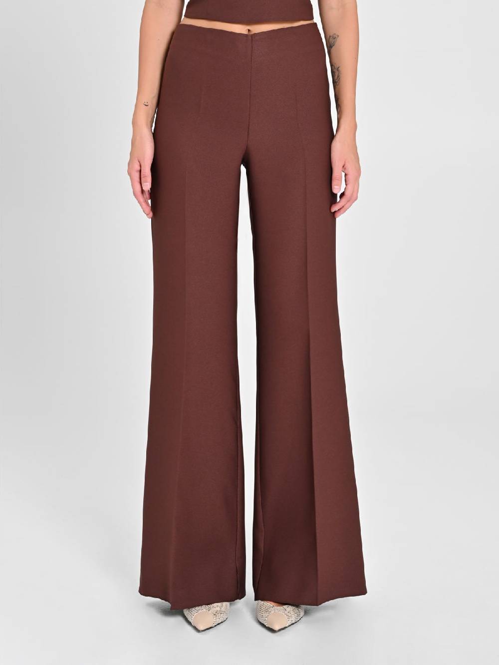 Rinascimento Pantaloni in Envers Satin Marrone Duty-free