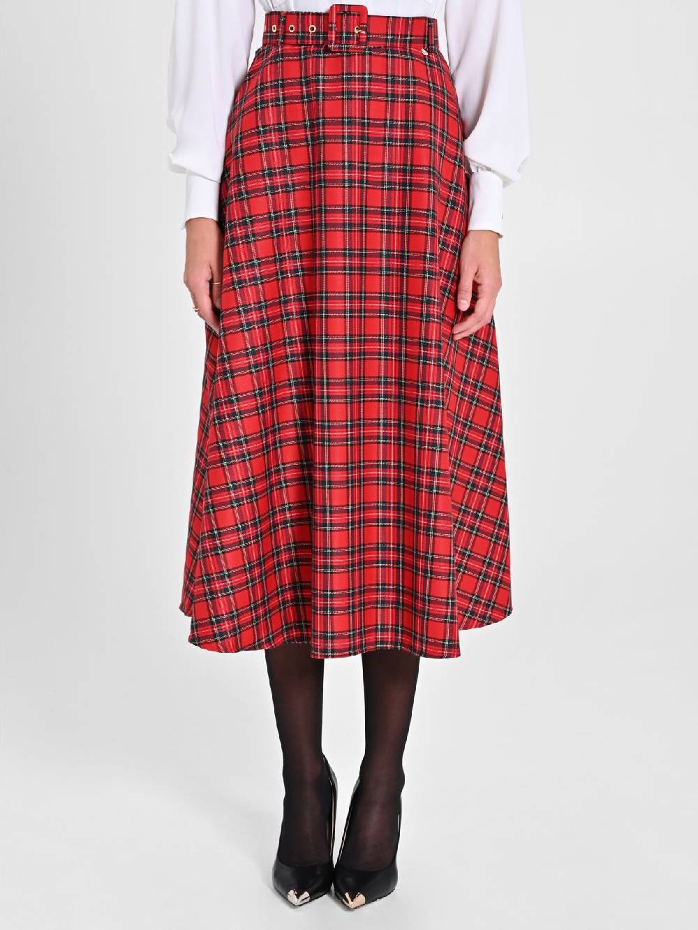Rinascimento Gonna Midi in Tartan In Linea