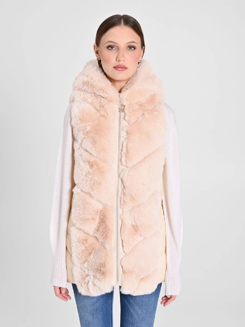 Rinascimento Gilet Piumino & Simil Pelliccia Beige Pezzi Unici