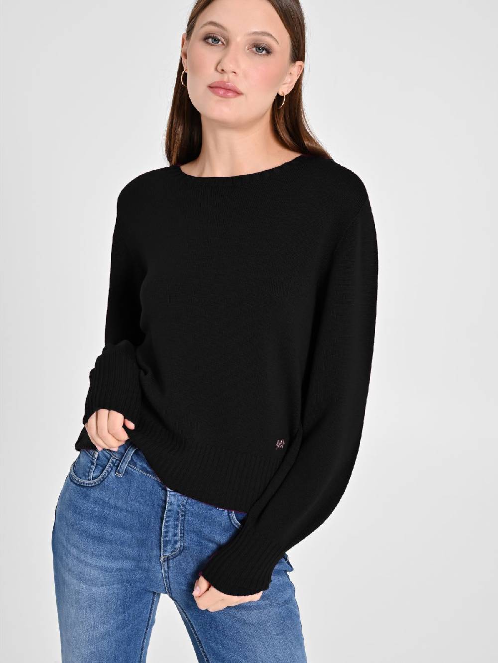 Rinascimento Maglioncino Lana Merino Extrafine Nero Negozi Online