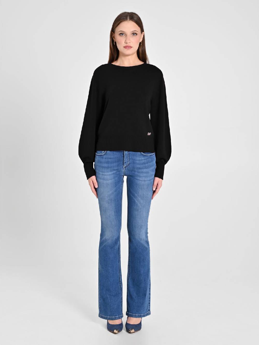 Rinascimento Maglioncino Lana Merino Extrafine Nero Negozi Online