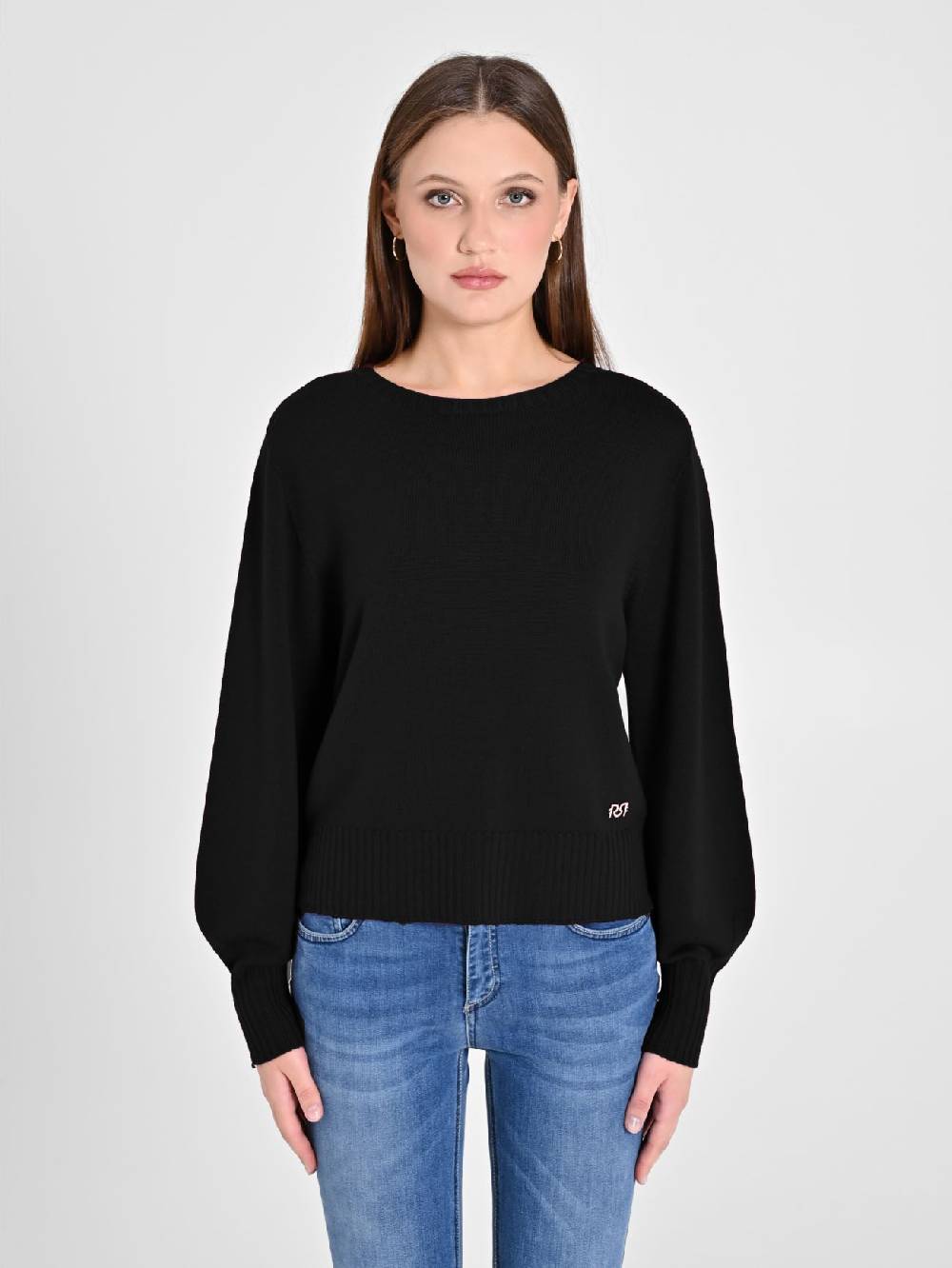 Rinascimento Maglioncino Lana Merino Extrafine Nero Negozi Online