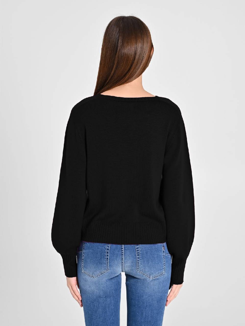 Rinascimento Maglioncino Lana Merino Extrafine Nero Negozi Online