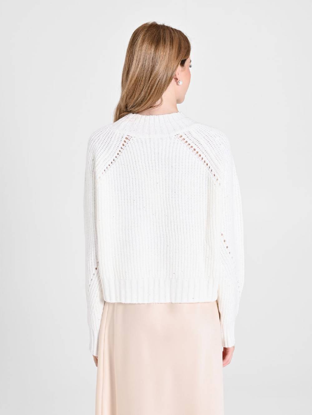 Rinascimento Maglia Bianca treccia Paillettes Sottocosto