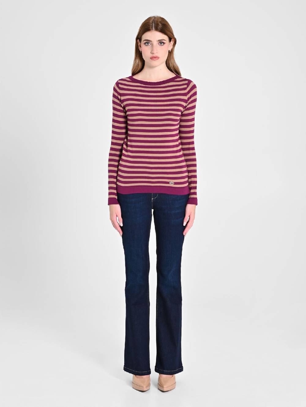 Rinascimento Maglioncino a Righe Beige & Bordeaux Saldi