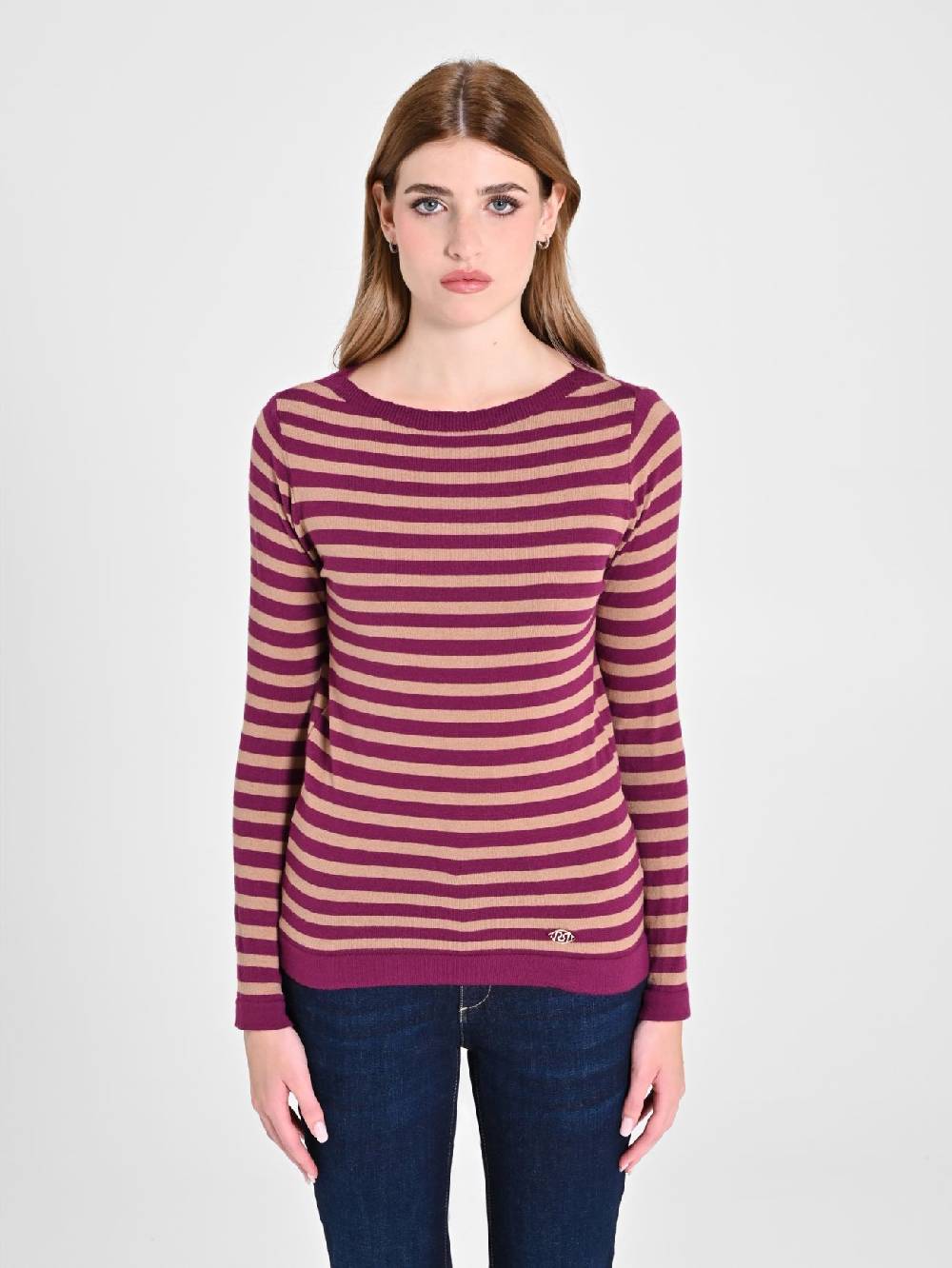 Rinascimento Maglioncino a Righe Beige & Bordeaux Saldi