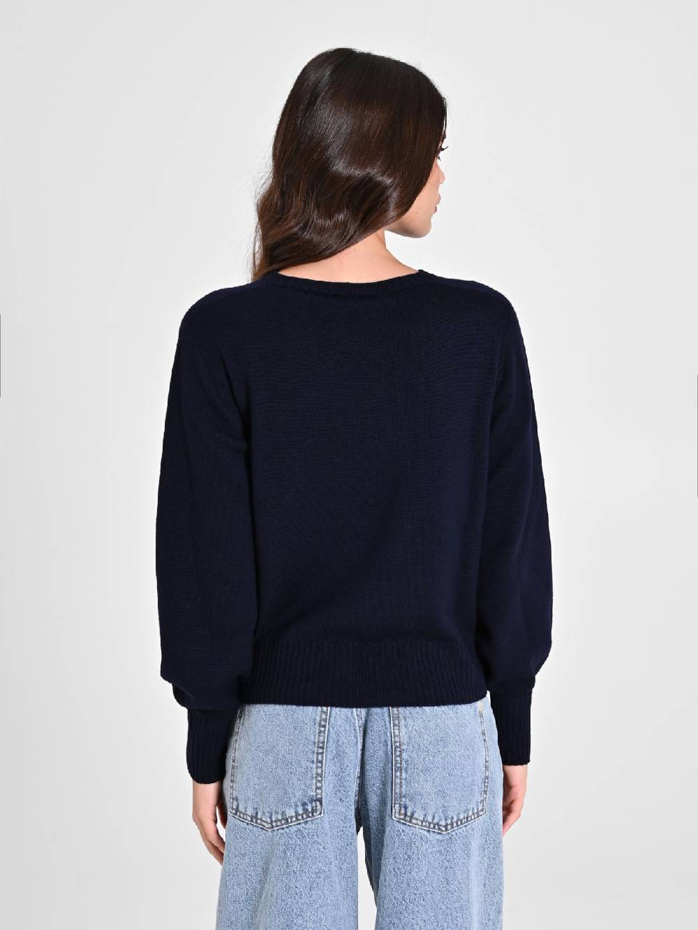 Rinascimento Maglioncino Lana Merino Extrafine Blu Donna Vendite Flash