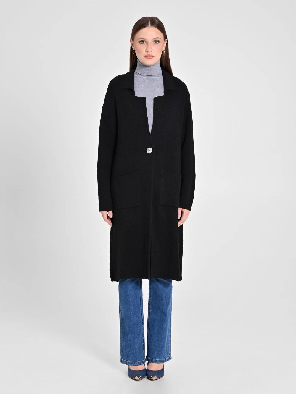 Rinascimento Maxi Cardigan nero Spedizione gratuita