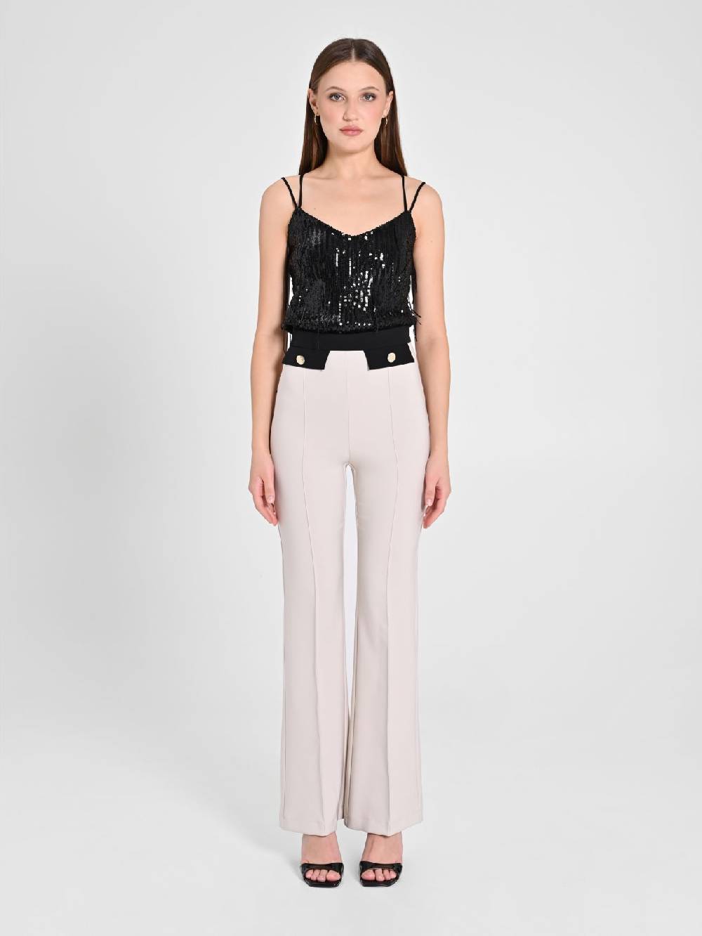 Rinascimento Pantalone Bicolor Beige & Nero Negozio online di fabbrica