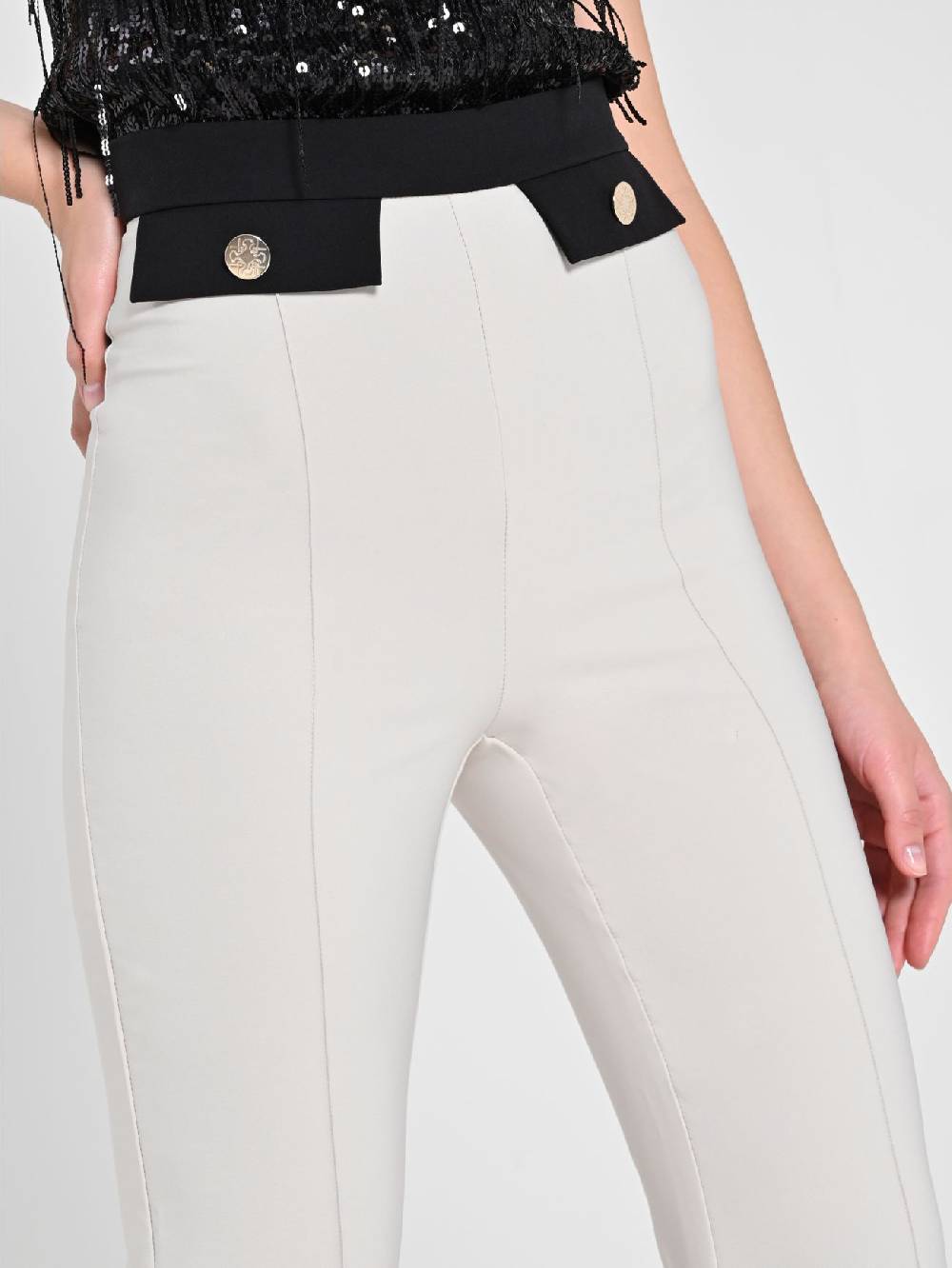 Rinascimento Pantalone Bicolor Beige & Nero Negozio online di fabbrica