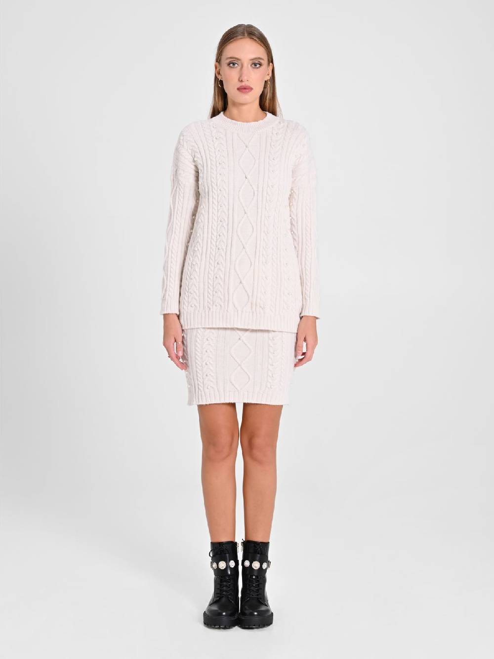 Rinascimento Maglione Bianco con Perle Fornitura limitata
