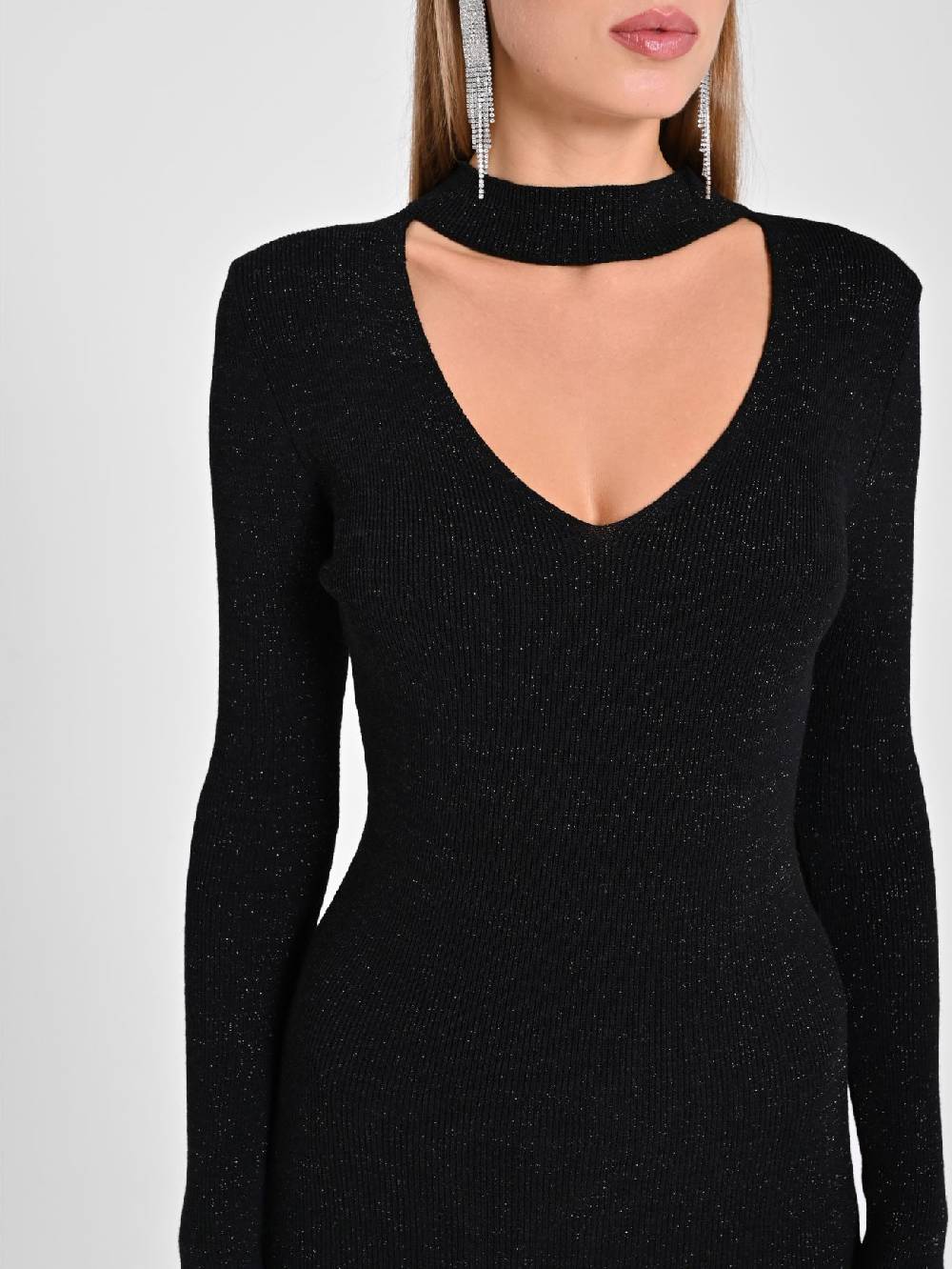 Rinascimento Abito Nero Lurex in Maglia Black Friday