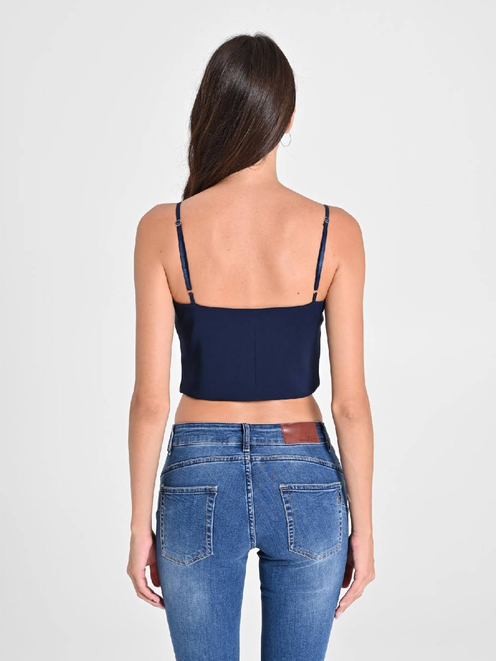Rinascimento Crop Top Blu con Scollo a Cuore Sconti VIP