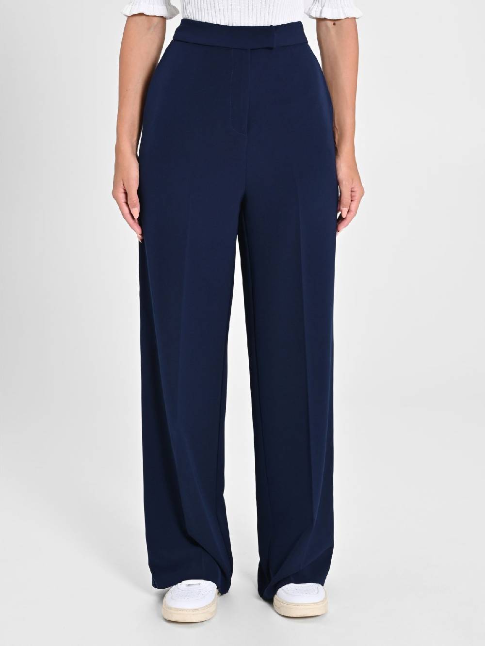 Rinascimento Pantalone Palazzo Blu in Crepe Acquista Ora