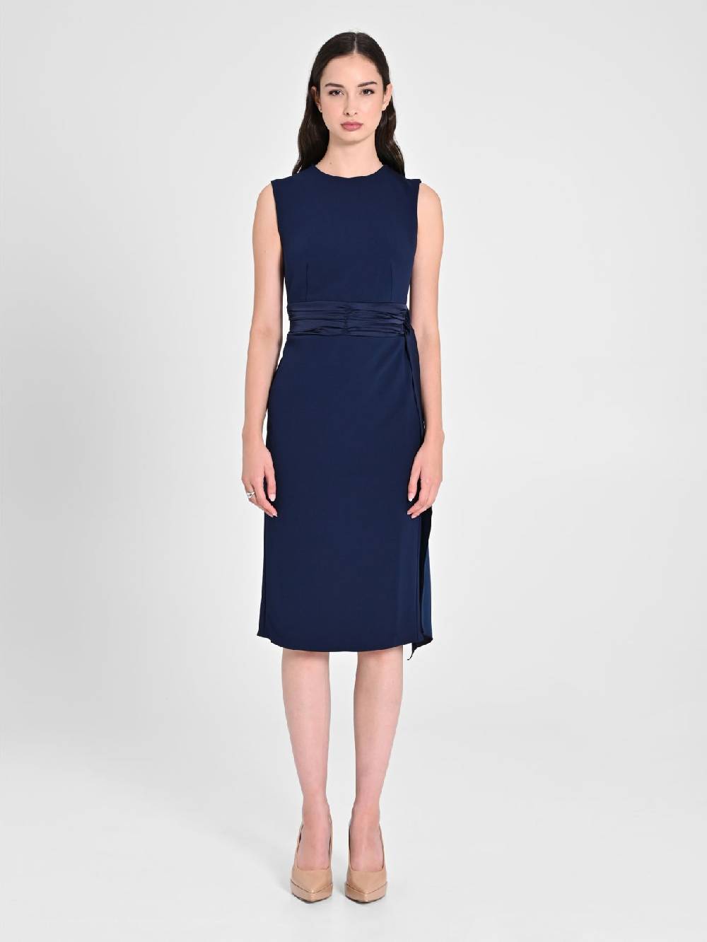 Rinascimento Tubino in Scuba mano Crepe Blu Donna Fino Al -60%
