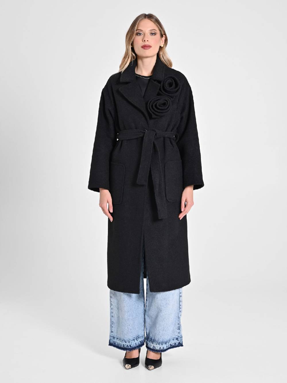 Rinascimento Cappotto Lungo con Rose Sconto