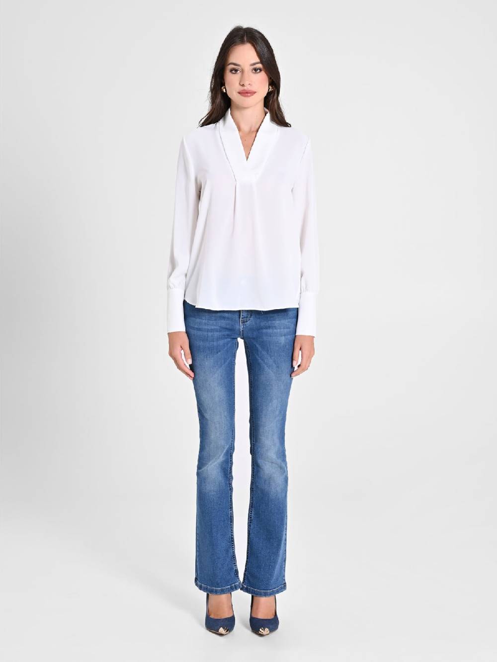 Rinascimento Blusa Bianca maniche Lunghe Moda