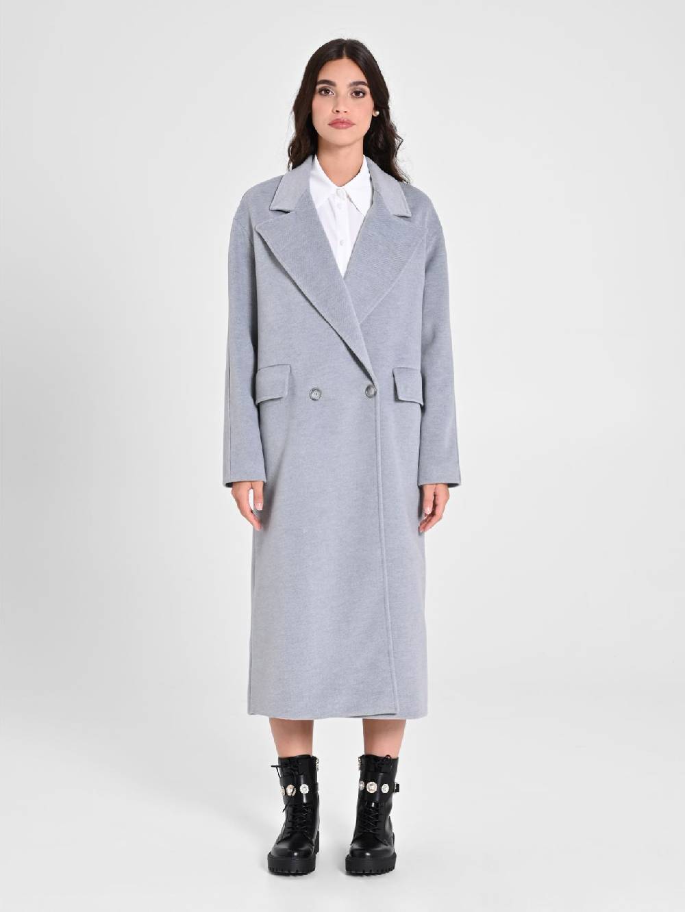 Rinascimento Maxi Cappotto Grigio Offerta speciale