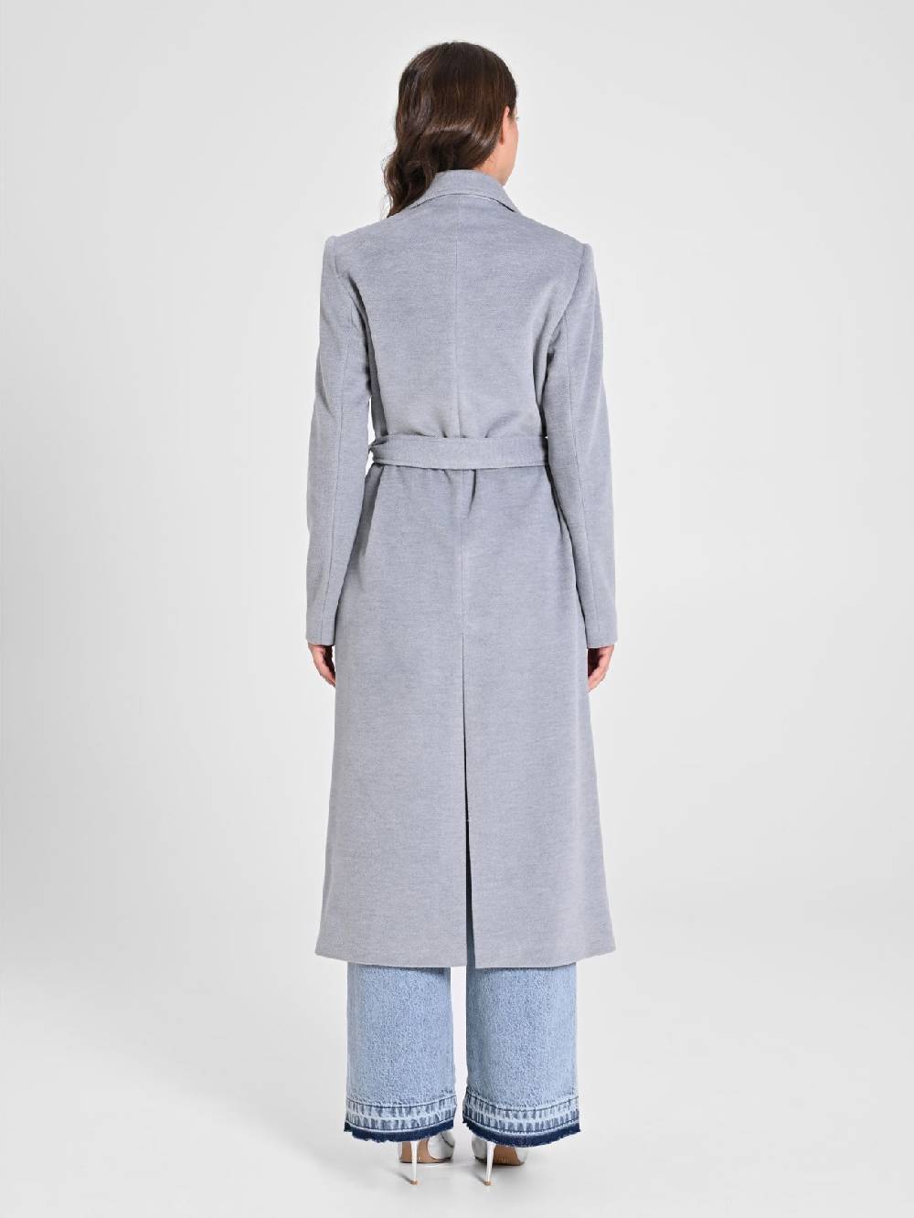 Rinascimento Maxi Cappotto Grigio con Cintura Grande vendita