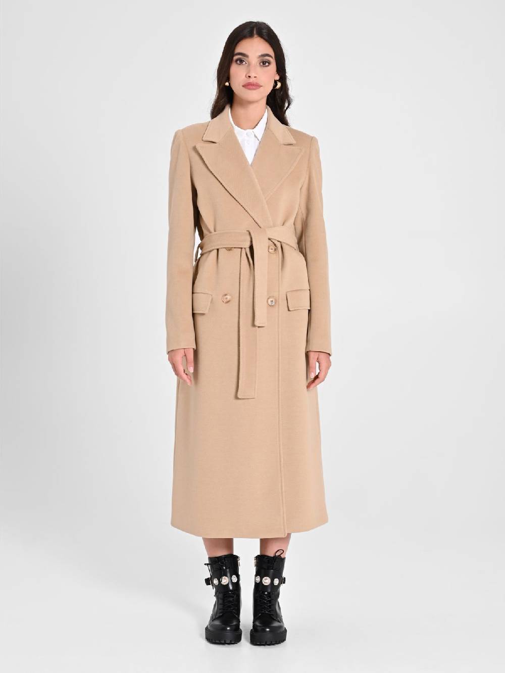 Rinascimento Maxi Cappotto Cammello con Cintura Flash Sale