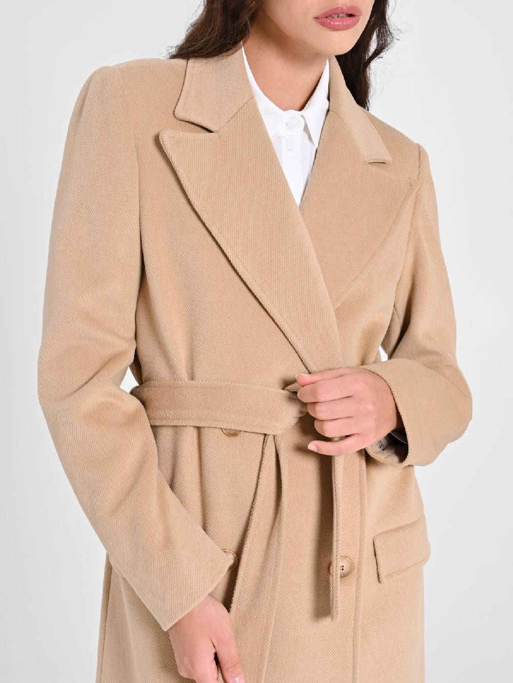 Rinascimento Maxi Cappotto Cammello con Cintura Flash Sale