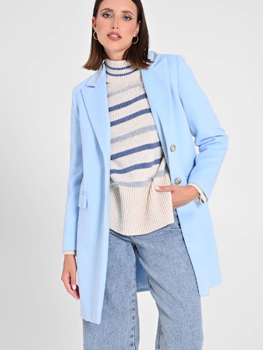 Rinascimento Cappotto Medio Azzurro Vendite stagionali