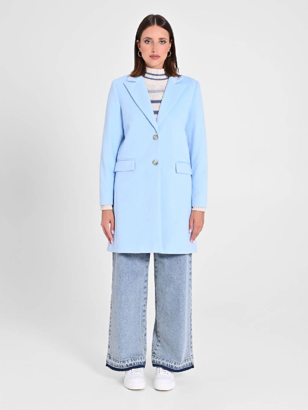 Rinascimento Cappotto Medio Azzurro Vendite stagionali