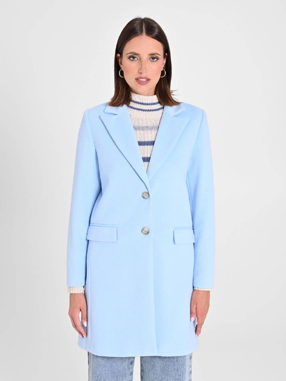 Rinascimento Cappotto Medio Azzurro Vendite stagionali