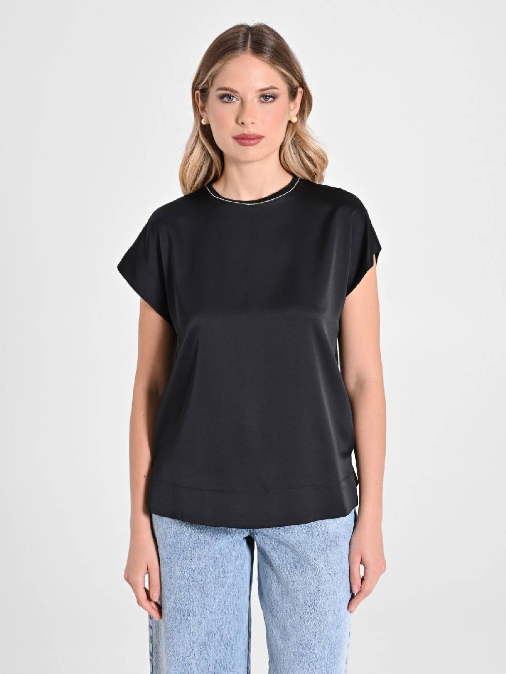 Rinascimento Blusa Envers Satin Nera Offerte esclusive