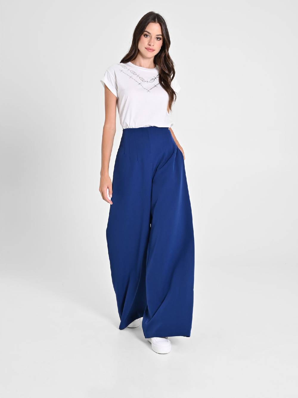 Rinascimento Pantaloni Wide Leg Blu Navy Ritorno libero