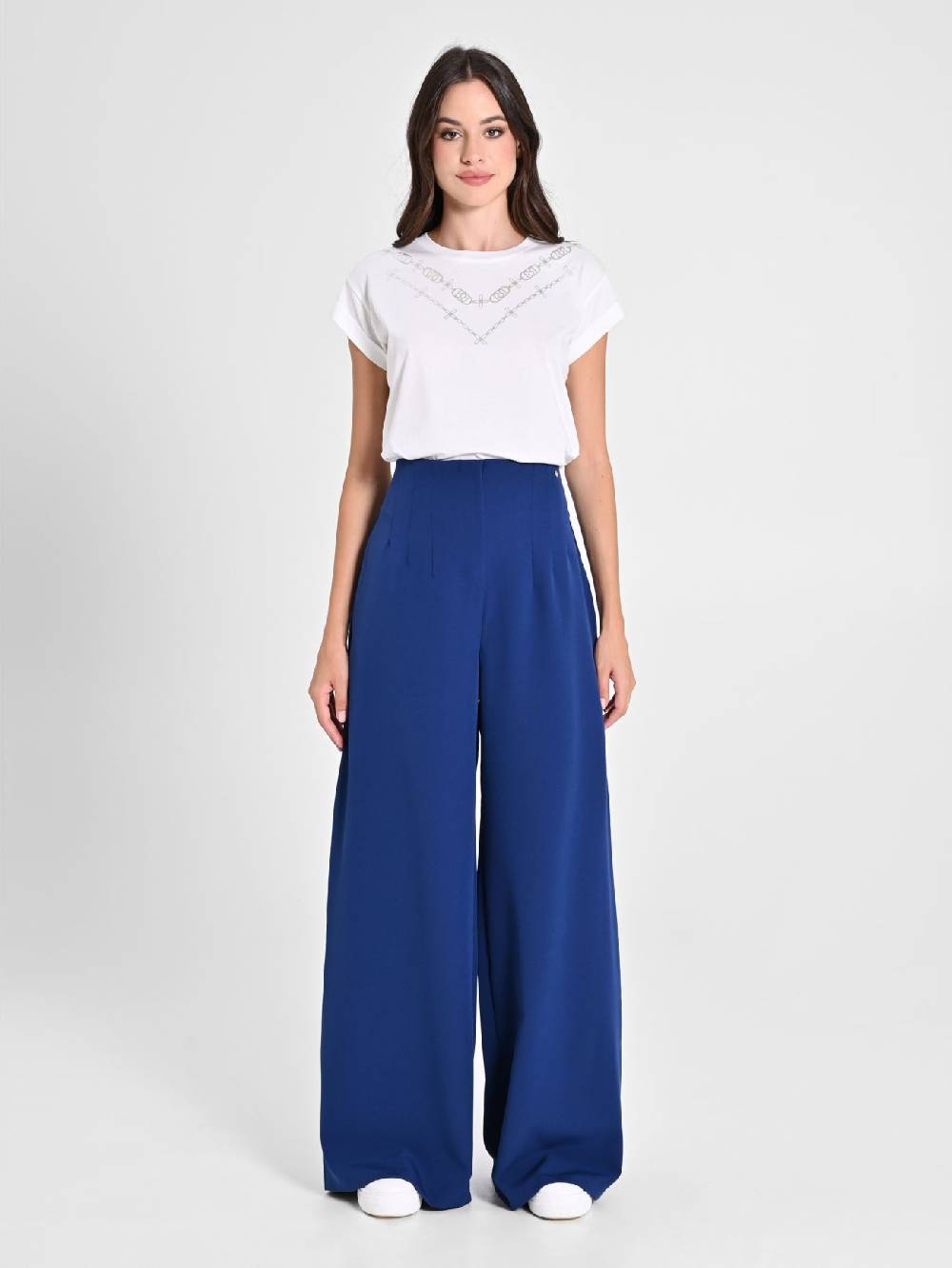 Rinascimento Pantaloni Wide Leg Blu Navy Ritorno libero