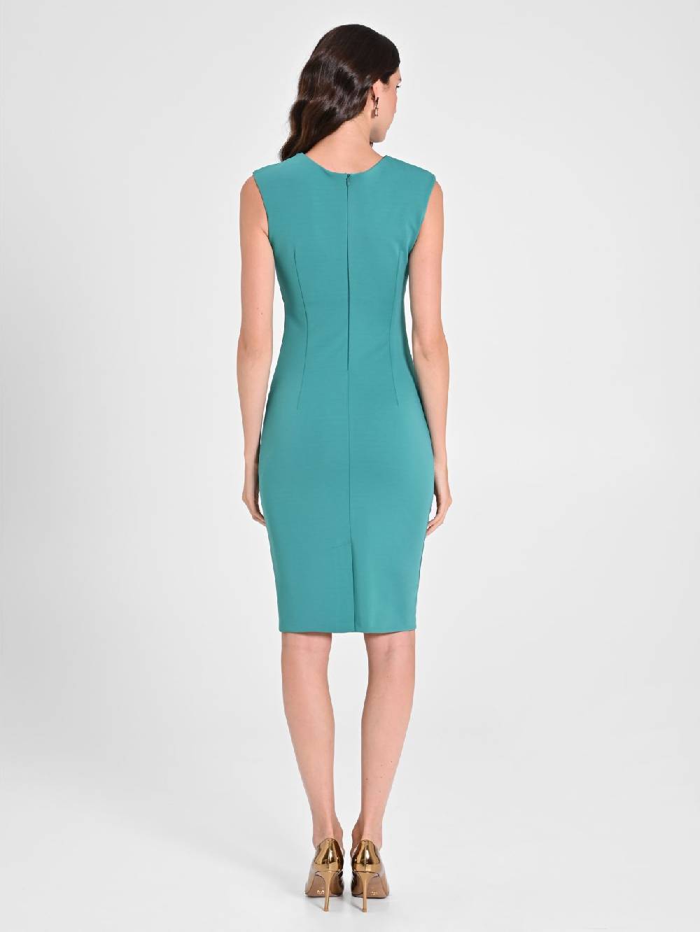 Rinascimento Tubino Drappeggiato Verde Giada 50% di sconto con spedizione gratuita