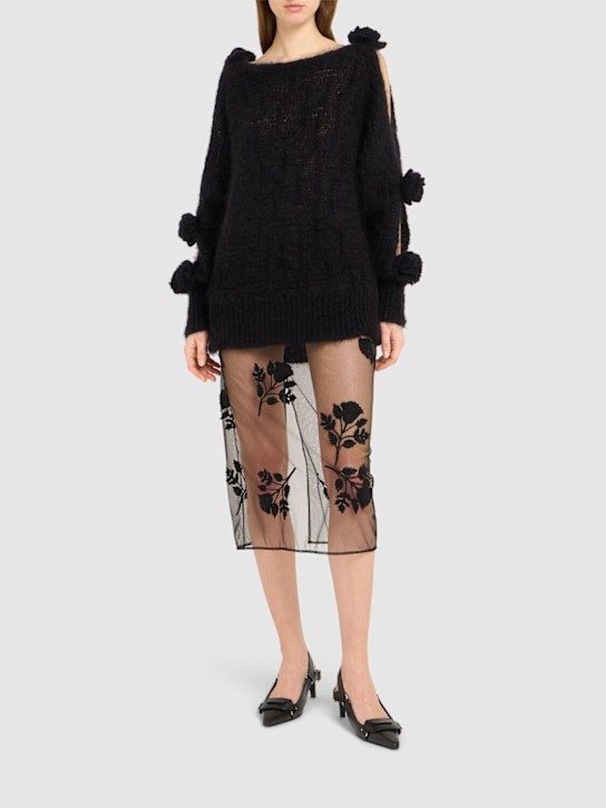 Luisaviaroma Gonna midi con fiori ricamati Spedizione gratuita