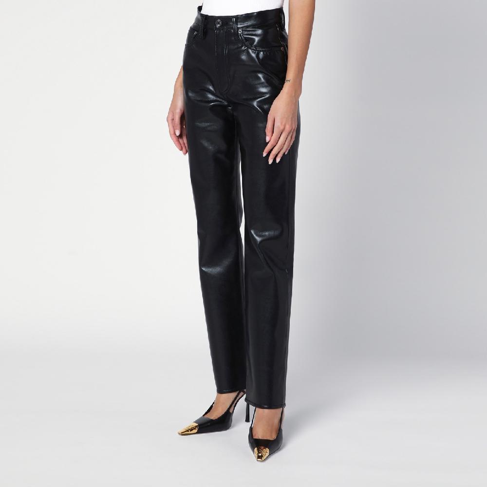 AGOLDE Pantalone nero in eco pelle Offerta Pasqua