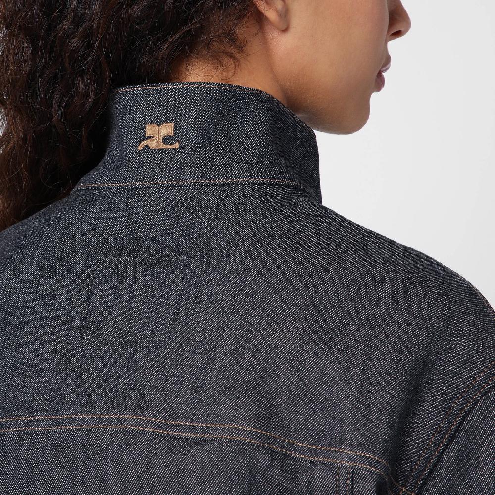 Courru00e8ges Giacca asimmetrica grigia scura in denim Latest stili
