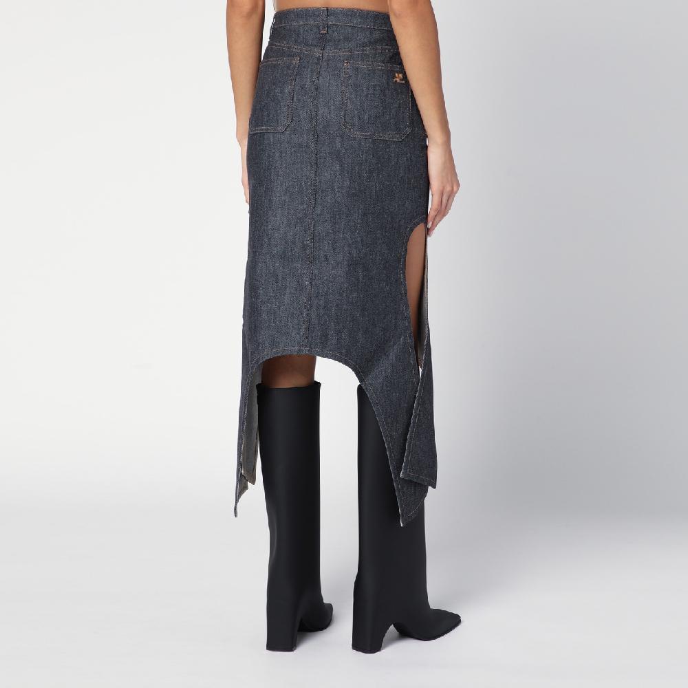 Courru00e8ges Gonna grigia scura in denim Vendita