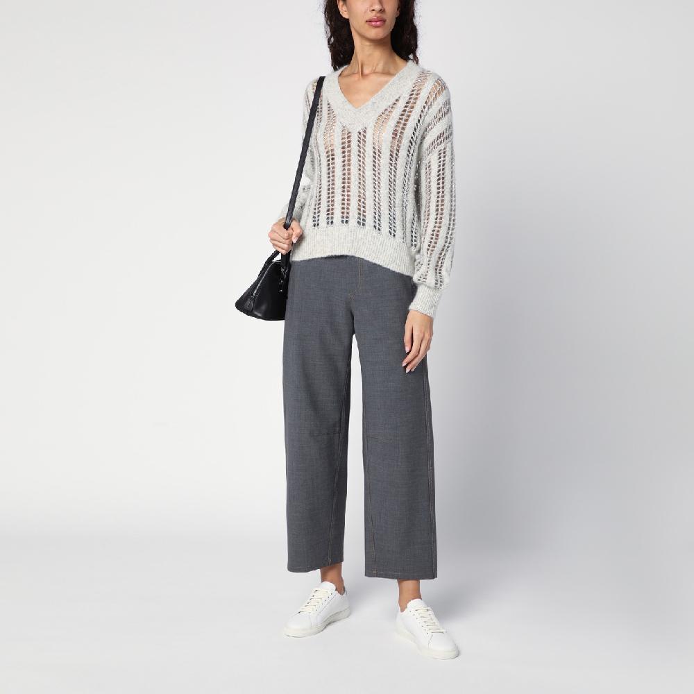 Brunello Cucinelli Pantalone grigio medio in misto lana Fino al 60% di sconto
