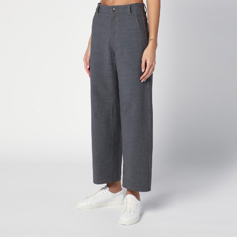 Brunello Cucinelli Pantalone grigio medio in misto lana Fino al 60% di sconto