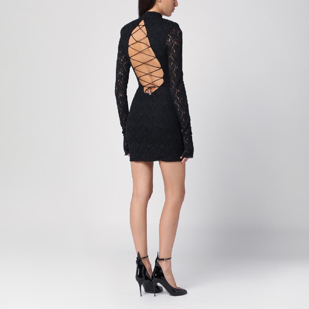 ROTATE Birger Christensen Mini abito nero in pizzo Shopping Online