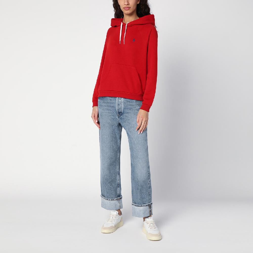 Polo Ralph Lauren Felpa rossa in cotone felpato Nuovo