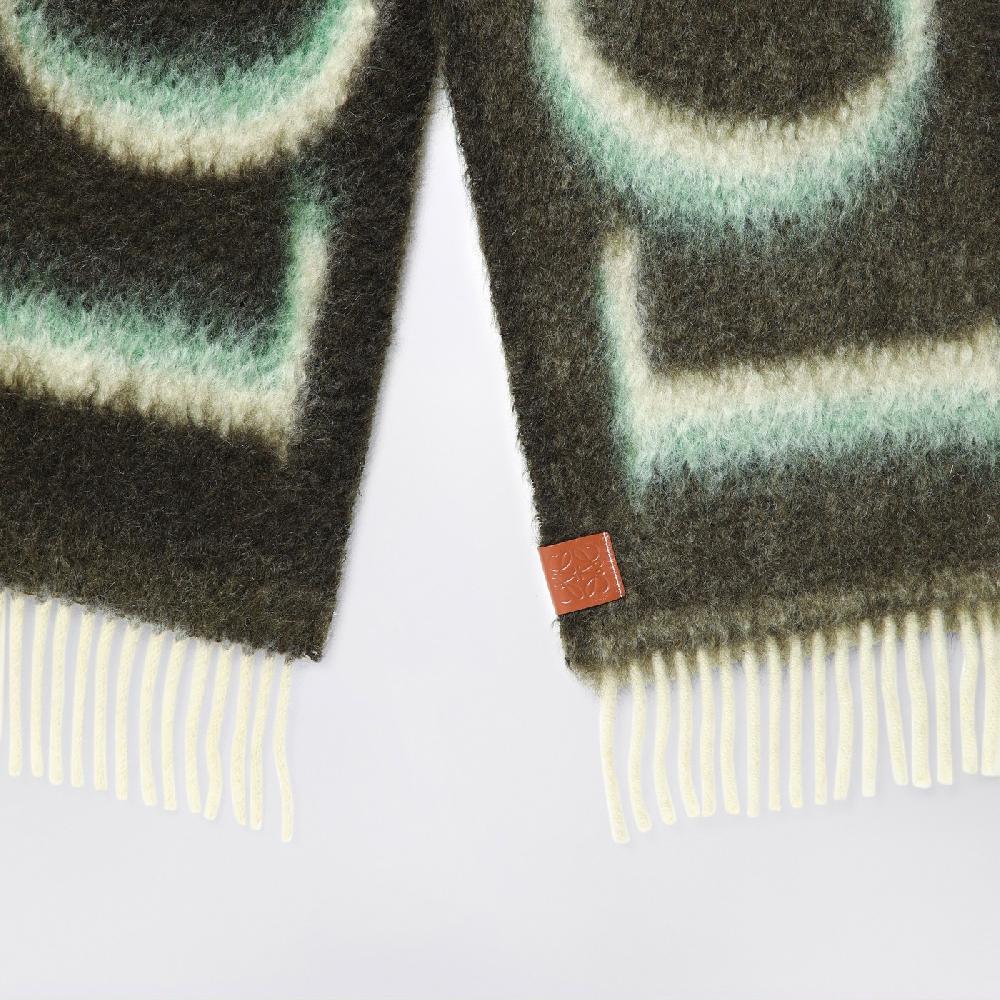 Loewe Sciarpa verde/bianca in lana e mohair Promozione
