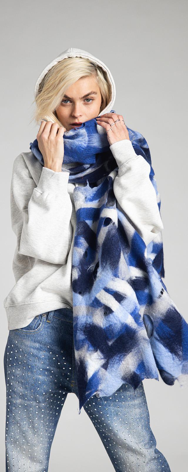Rossano Perini SCARF 37FW24 BLUE Italy