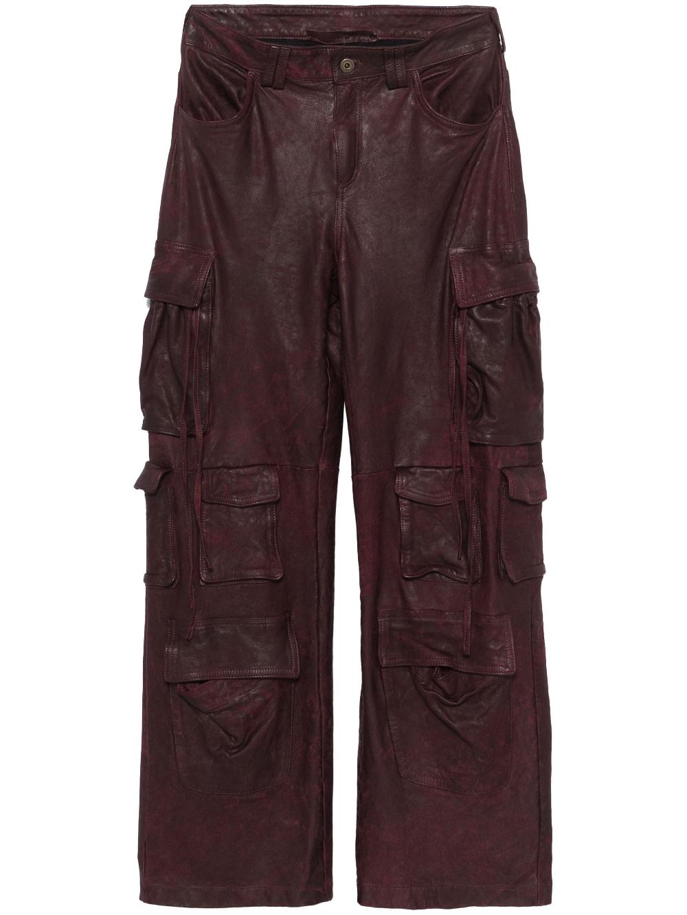 Salvatore Santoro PANTALONE IN PELLE - PRUNE Qualità