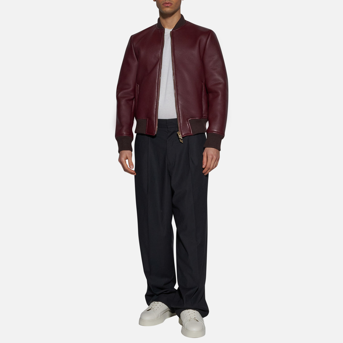 Salvatore Santoro BOMBER IN PELLE - BORDEAUX Prezzo Ridotto